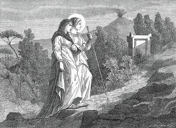 Representation of Saint Lucia of Syracuse (St Lucy). 19th century, (engraving)