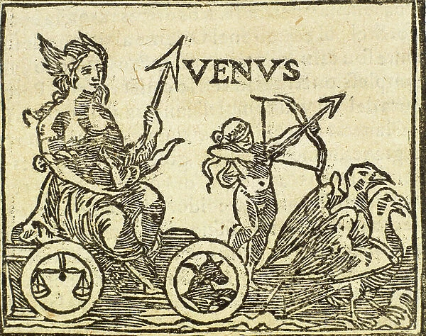 Representation of Venus and the signs of the zodiac that are under its influence (engraving)