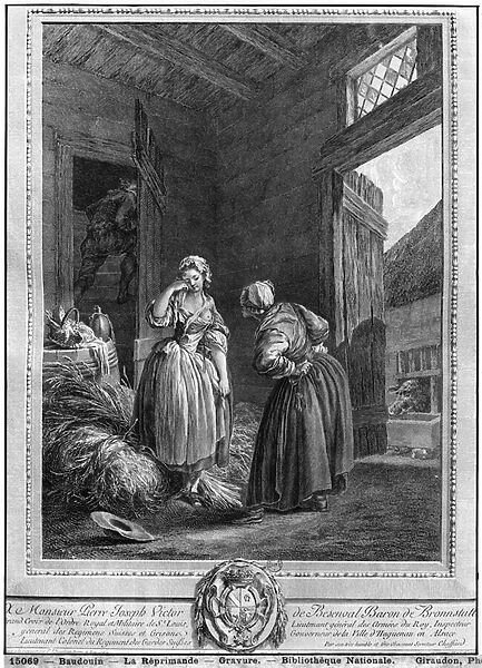 The Reprimand (engraving) (b  /  w photo)