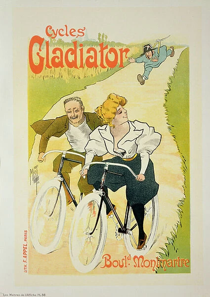 Reproduction of a poster advertising Gladiator Cycles, Boulevard Montmartre