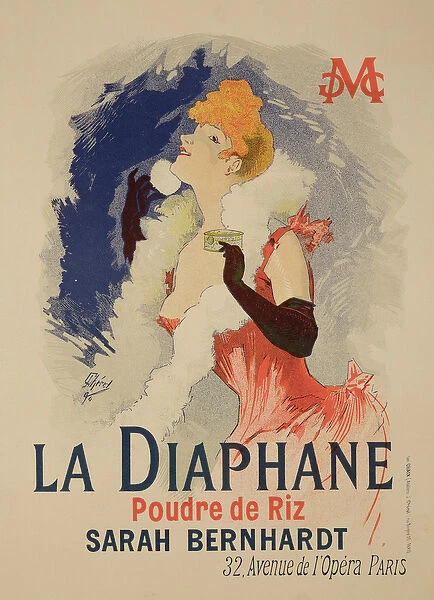 Reproduction of a poster advertising La Diaphane, translucent face-powder