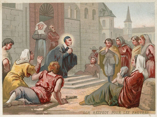 The respect of St Vincent de Paul for the poor (chromolitho)