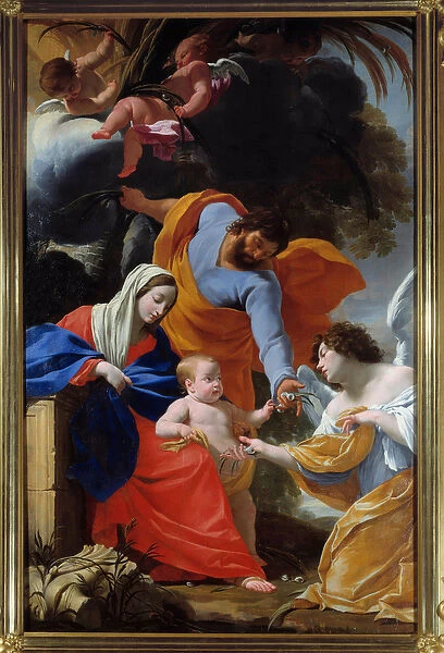 The Rest of the Holy Family Painting by Simon Vouet (1590-1649) 1639 Grenoble
