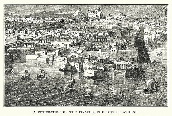 A restoration of the Piraeus, the port of Athens (litho)
