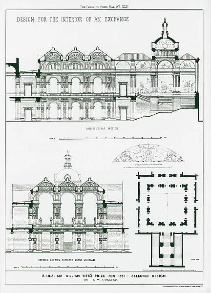 RIBA Sir William Tite's Prize for 1881, Selected Design (litho)