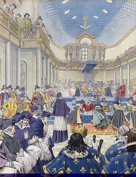 Richelieu at the Estates General of 1614 (colour litho)