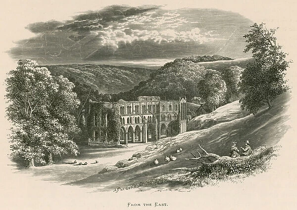 Rievaulx Abbey, From the East (engraving)