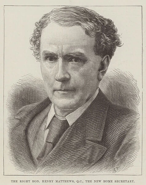 The Right Honourable Henry Matthews, QC, the New Home Secretary (engraving)