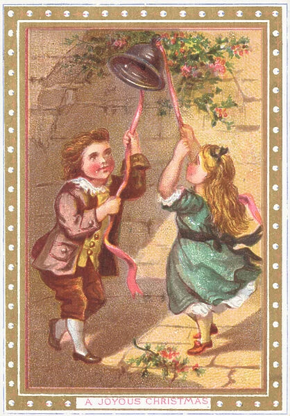Ringing the Bell, Christmas Card (chromolitho)