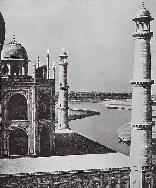 The River Jamna from Taj (b / w photo)