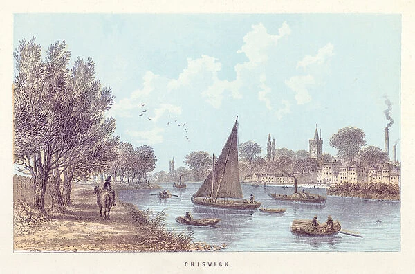 River Thames: Chiswick (coloured engraving)
