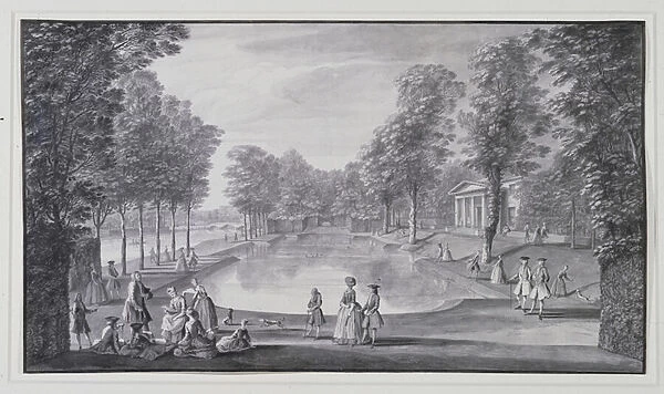 Riverside basin, Lord Burlingtons Chiswick Villa (pen & ink with wash on paper)