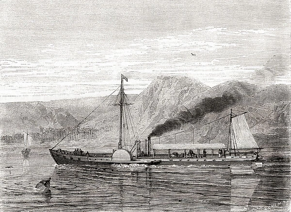 Robert Fultons The North River Steamboat of Claremont navigating from New York