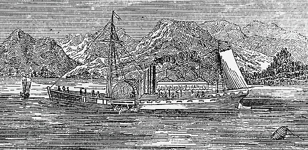 Robert Fulton's paddle steamer Clermont, 1850