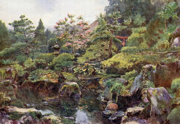 A Rock and Water Garden, Hakone (colour litho)