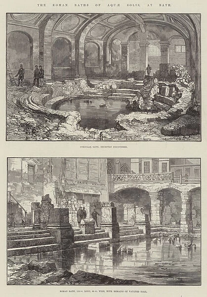 The Roman Baths of Aquae Solis, at Bath (engraving)