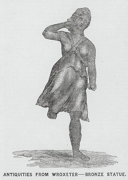 Roman bronze statue excavated at Wroxeter, Shropshire (engraving)