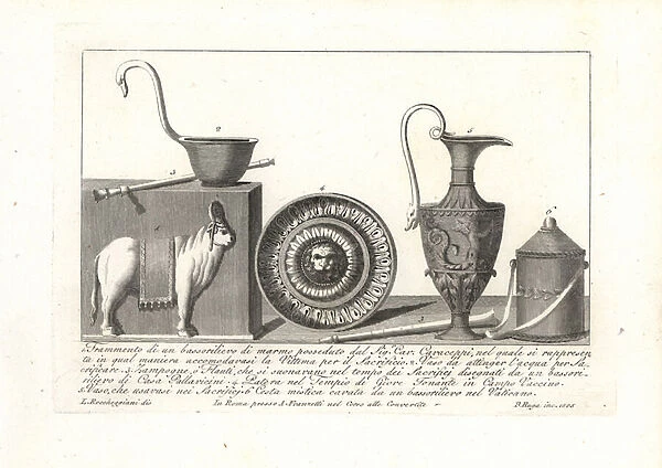 Roman sacrificial paraphernalia. 1802 (engraving)