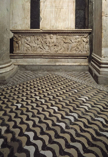 Roman sarcophagus used for bishop Giovanni da Velletri, 11th-13th century