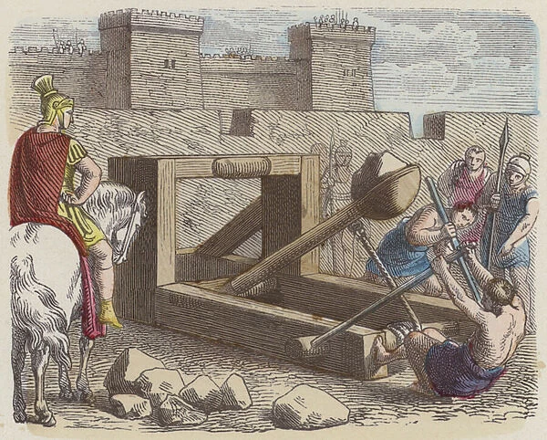 Roman siege catapult (coloured engraving)
