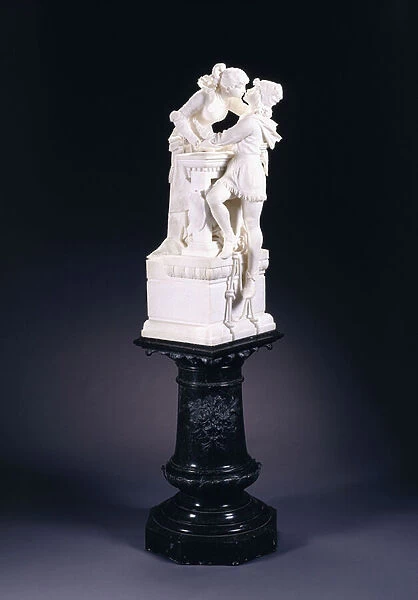 Romeo and Juliet (marble on a green marble base)