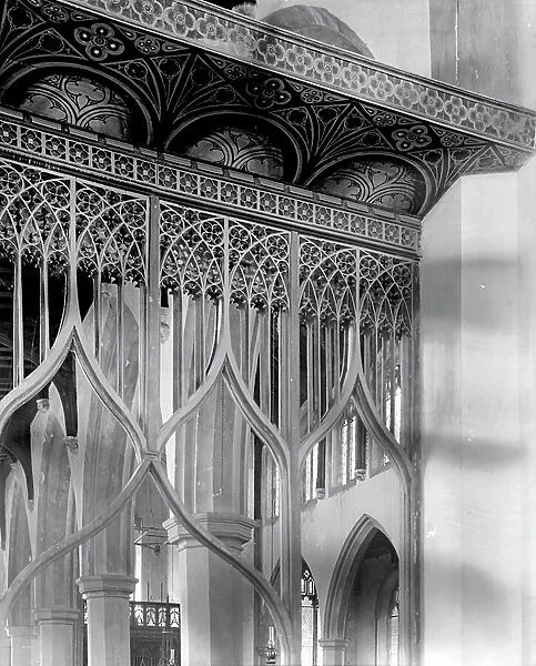 Detail of a rood screen, St Mary's Church, Worstead, Norfolk (b / w photo) (see 294226)
