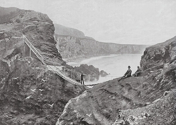The Rope Bridge at Carrick-a-Rede (b / w photo)