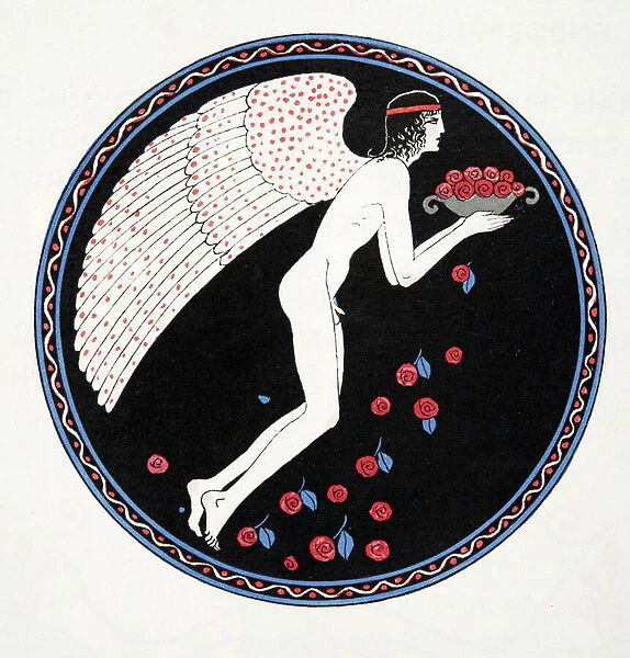 Roses dans la Nuit, illustration from Les Chansons de Bilitis, by Pierre Louys, pub. 1922 (pochoir print)