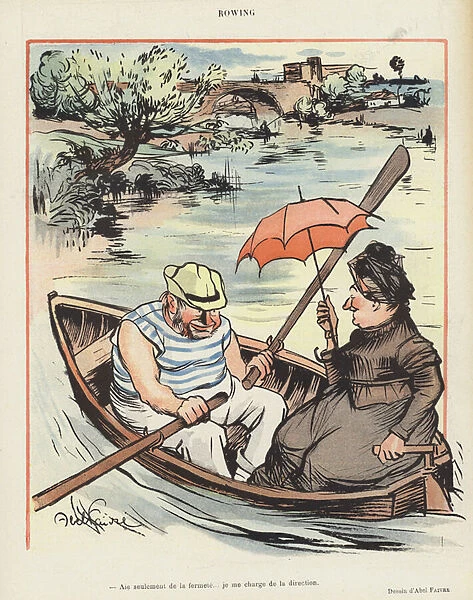 Rowing. Illustration for Le Rire (colour litho)