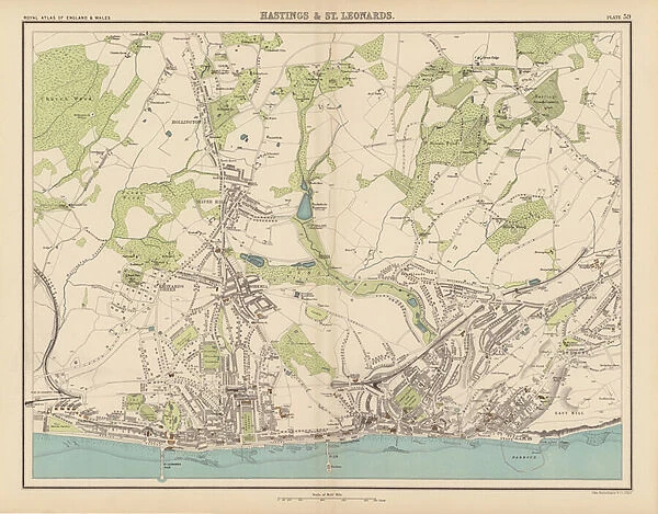 Royal Atlas, c 1900: Hastings and St Leonards (colour litho)