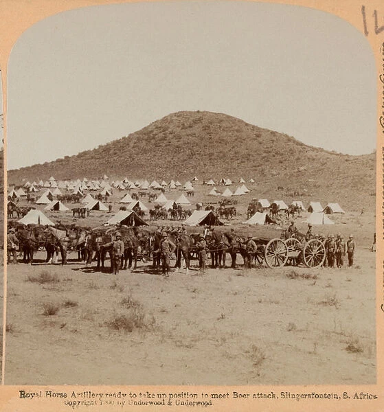 Royal Horse Artillery, Slingersfontein, Boer War, c. 1899 (photograph, stereoscopic)