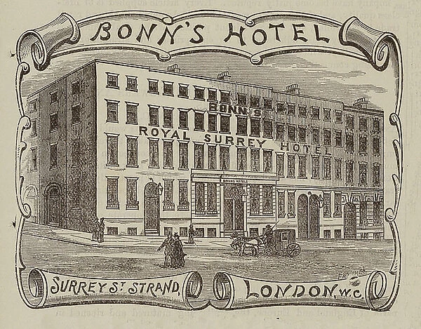 Royal Surrey Hotel, 14, 15, 16, 17, and 18, Surrey Street, Strand, WC (engraving)