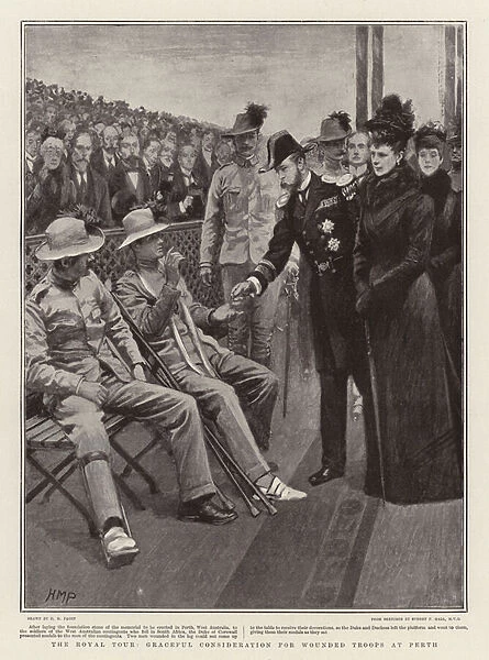 The Royal Tour, Graceful Consideration for wounded Troops at Perth (litho)