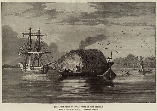 The Royal Visit to India, Craft on the Hooghly (engraving)