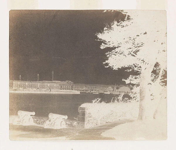 Royal William Victualling Yard, Plymouth, from Mount Edgecumbe, 1845 (calotype negative, paper)