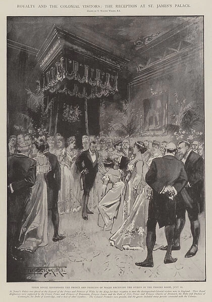 Royalty and the Colonial Visitors, the Reception at St Jamess Palace (engraving)
