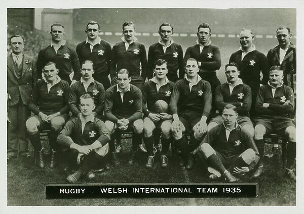 Rugby, Welsh International Team 1935 (b / w photo)