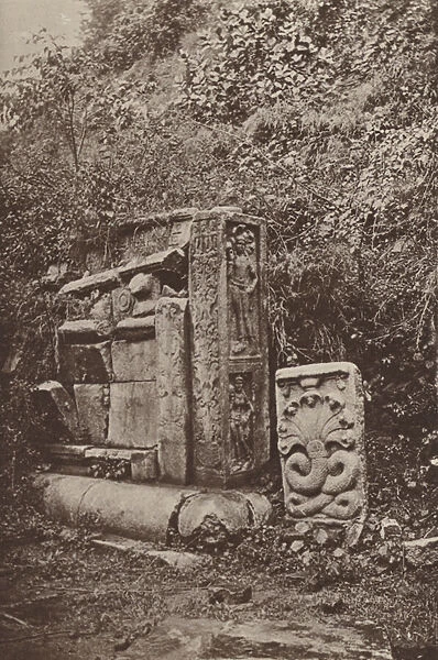 Ruined Cities of Ceylon: East End of Southern Altar, Abhayagiriya Dagaba (b  /  w photo)