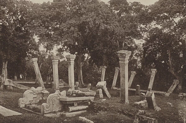 Ruined Cities of Ceylon: Remains of the Peacock Palace (b  /  w photo)
