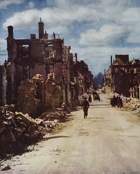 Ruins of Falaise, Normandy, after its capture by Canadian troops, World War II, August 1944 (photo)