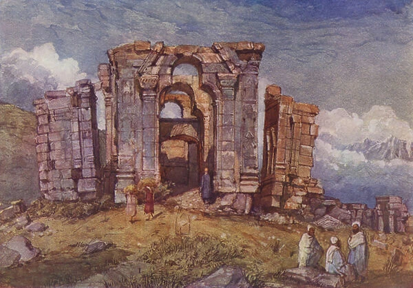 Ruins of Martand Sun Temple, Kashmir (colour litho)