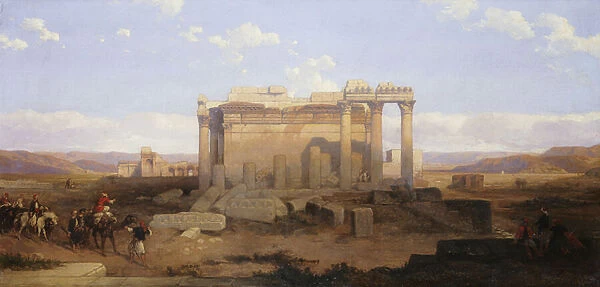 The Ruins of the Smaller Temple at Baalbeck, (oil on canvas)