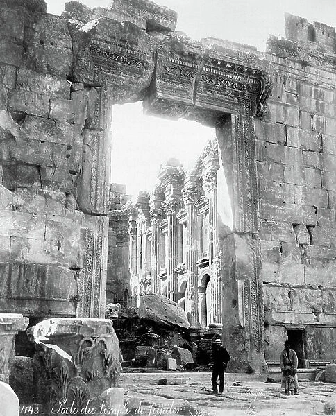 Ruins of Temple, Baalbek, Lebanon, by Felix Bonfils, 1880 (b / w photo)