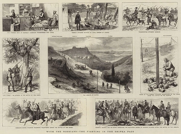 With the Russians, the Fighting in the Shipka Pass (engraving)