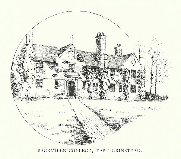Sackville College, East Grinstead (litho)