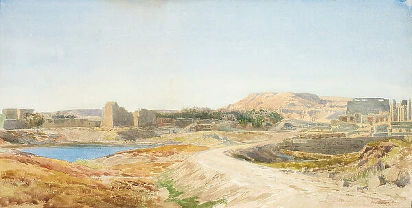 Sacred Lake and Ruins of the Temple at Karnak, c. 1907-10 (w  /  c on paper)