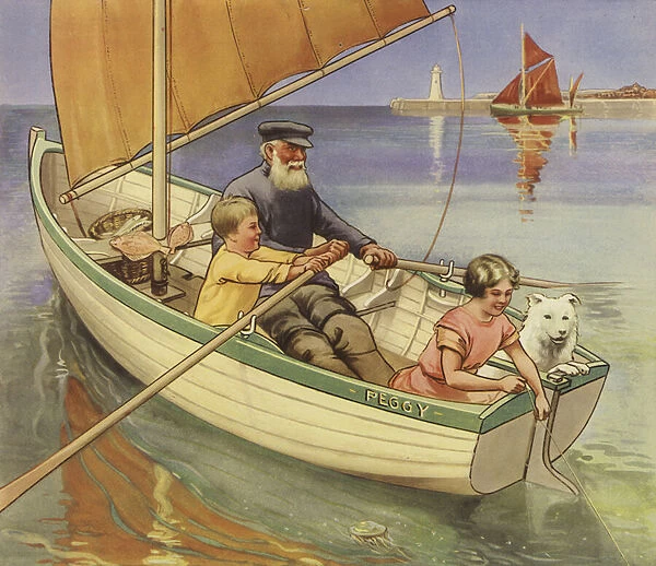 Sailing (colour litho)