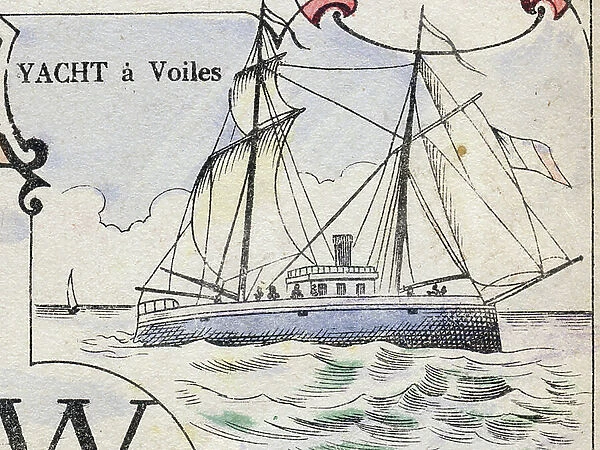 Sailing yacht. Doll's alphabet. Imaging of Pont-a-Mousson, c.1900 (chromolithograph)
