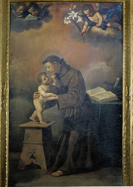 Saint Anthony of Padua (San Antonio di Padova). Painting by L. Fontana. Accademia Filarmonica, Bologna