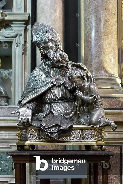 Saint Blaise, 1856, Domenico Ferraro and Alfonso Pompameo (bust in silver cast, embossed and chased)